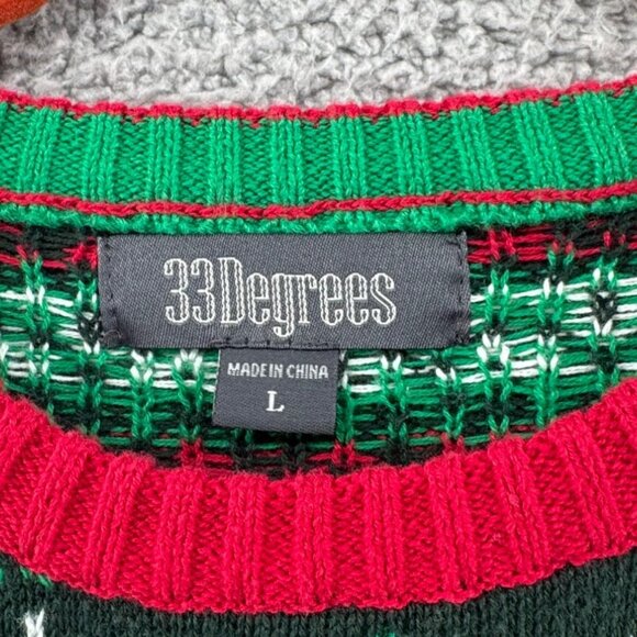 33Degrees Christmas Dinosaur Sweater  Green & Red Size Large - Picture 5 of 7